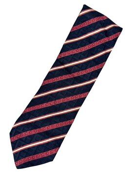 Brioni Men's Silk Blend Neck Tie Black w/  Colorful Stripes • Italy